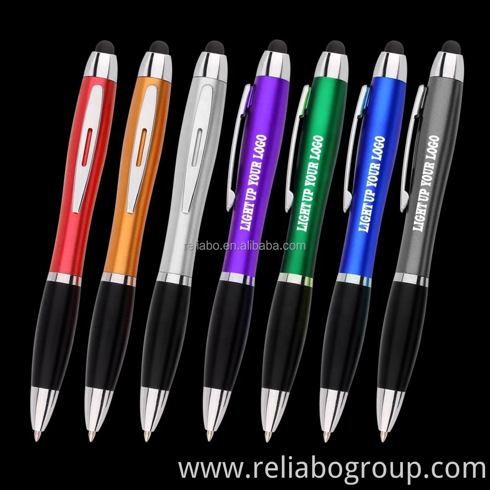 custom logo multifunction Led light Popular Cheap Logo kalem Promotional Stylus smart ballpoint pen